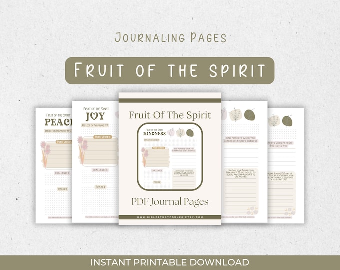 Featured listing image: Fruit of the Spirit Printable | Scripture Writing Plan | Bible Study Guide for Women | Doodle Design | Bible Study Notes | Journal Template