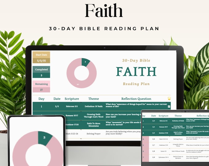 Faith Bible Study: 31-Day Scripture Tracker for Women (Google Sheets)