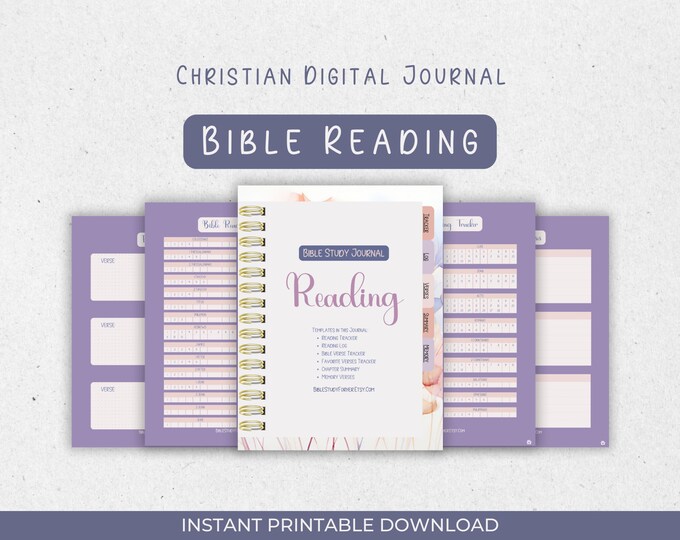 Bible Reading Journal: Digital Tracker & Study Notes (PDF Printable)