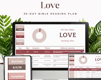 30-Day Bible Reading Plan on Love: Christian Women's Devotional (Google Sheet Digital Download)