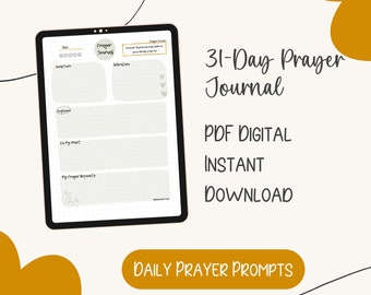 31-Day Digital Prayer Journal for Women | Daily Prompts | Gratitude | Instant Download Christian Printable PDF