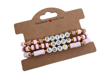 Christian Word Bracelets | Gifts For Women | Pink, White, Tan, and Gold