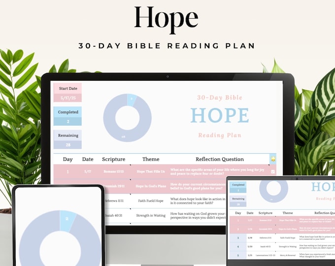 30-Day Bible Study: Hope Scripture & Reflection (Google Sheet)