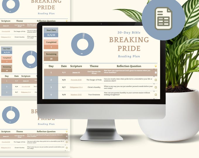 30-Day Bible Study: Breaking Pride Scripture & Reflection (Google Sheet)