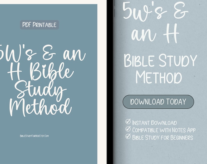 5 W's and an H Bible Study Method Worksheet (Digital Download)