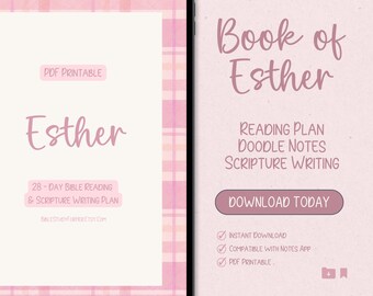 Esther Bible Reading Plan - 28 Day Bible Study for Women - Christian Digital Download PDF