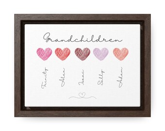 Gallery 100% tela di cotone avvolto e incorniciato, regalo personalizzato per la nonna dei nipoti, decorazione da parete per la festa della mamma/stampa personalizzata con cuore