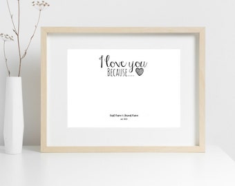 Printed and Shipped | Personalized "I Love You Because" Wall Art