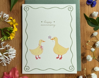 Anniversary Ducks, Sweet and Romantic Love Greeting Card