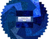 SAPPHIRE SKY 42 5 inch squares 5 Karat GEMS quot Charm pack quot Wilmington Prints cotton fabric royal blue blenders tonal
