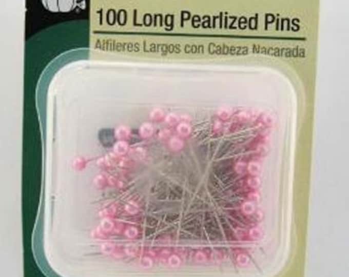 DRITZ 100 Long PEARLIZED Straight PINS Pink Pearl Heads 1.5 Inches Long