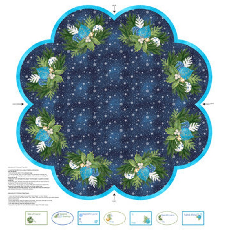 O CHRISTMAS TREE Northcott Digitally printed panel cotton quilt fabric 41 by 44 inches makes tree skirt or table topper
