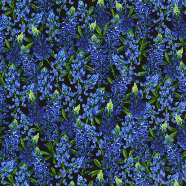 BLUEBONNETS cotton print by the yard Timeless Treasures fabric REVERIE-C6071-Texas Wildflowers floral