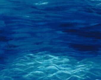 PEACEFUL WATER  Michael Miller fabric by the yard cotton ocean sea landscape CJ3074-AQUA