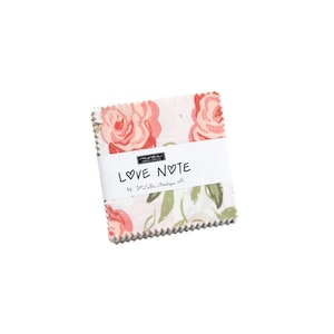 Mini Charm pack LOVE NOTE from Lella Boutique 42 2.5" squares Moda cotton fabric  soft muted pink blue  green floral 5150Mc