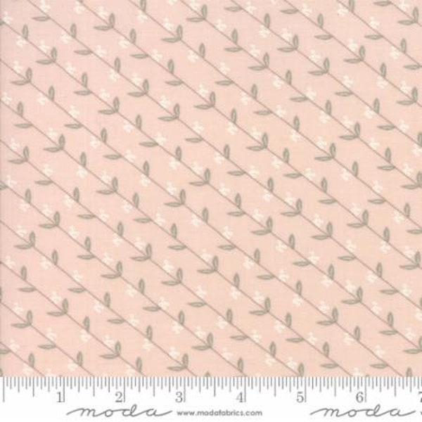 HUSHABYE HOLLOW Moda fabric by the yard white flower vines on pink 49015-19 quilt weight cotton