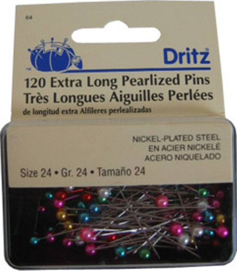 DRITZ 120 Long PEARLIZED Straight PINS Assorted Color Pearl Etsy