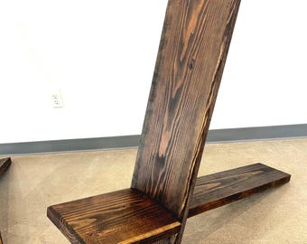 Handgemaakte Vikingstoel | Massief houten meditatiestoel | Nordic-vloerstoel | Minimalistische rituele stoel | Moderne rustieke meubels