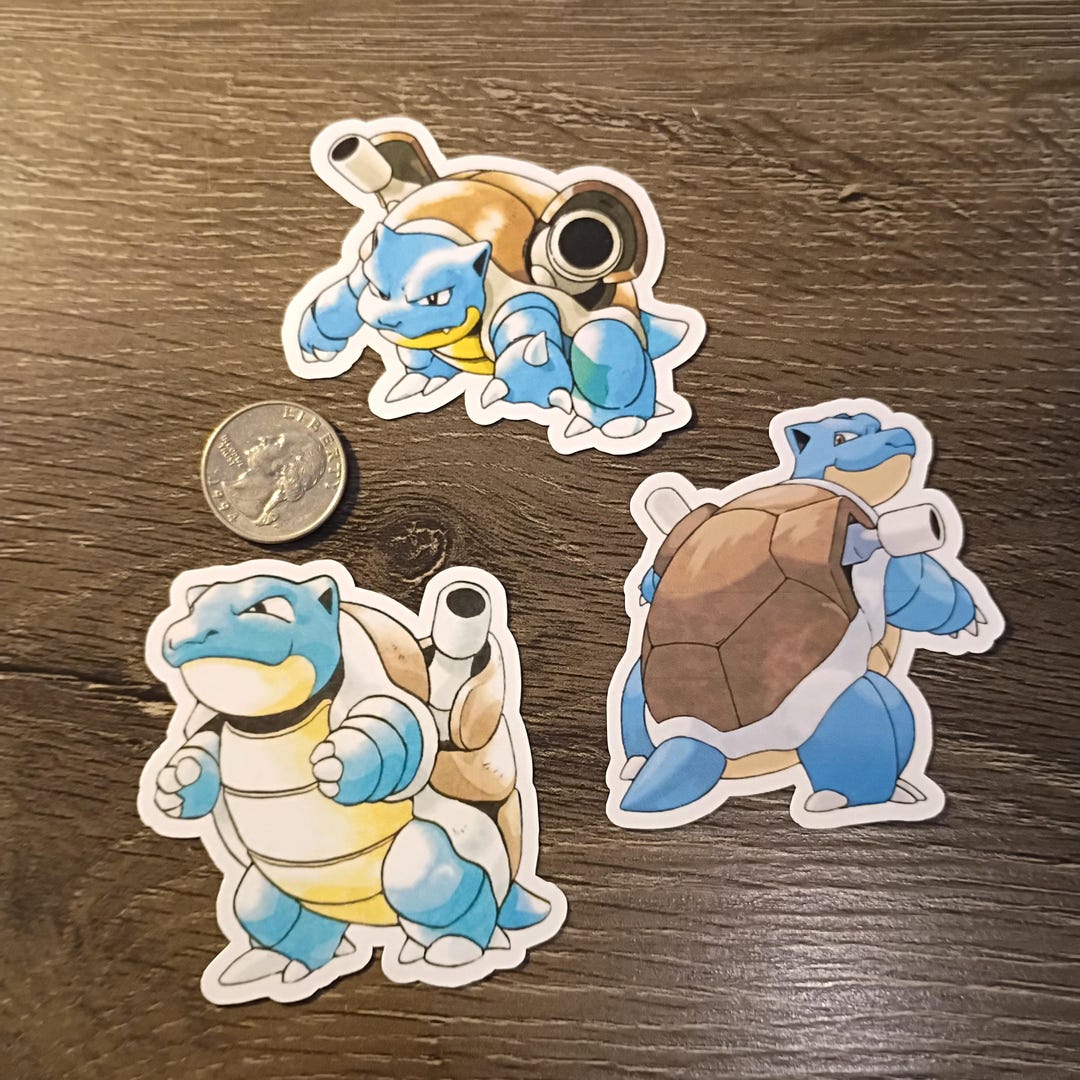 Gen 1 & 3 Blastoise Stickers - Lot of 3 - Vinyl, Waterproof, Die-cut ...