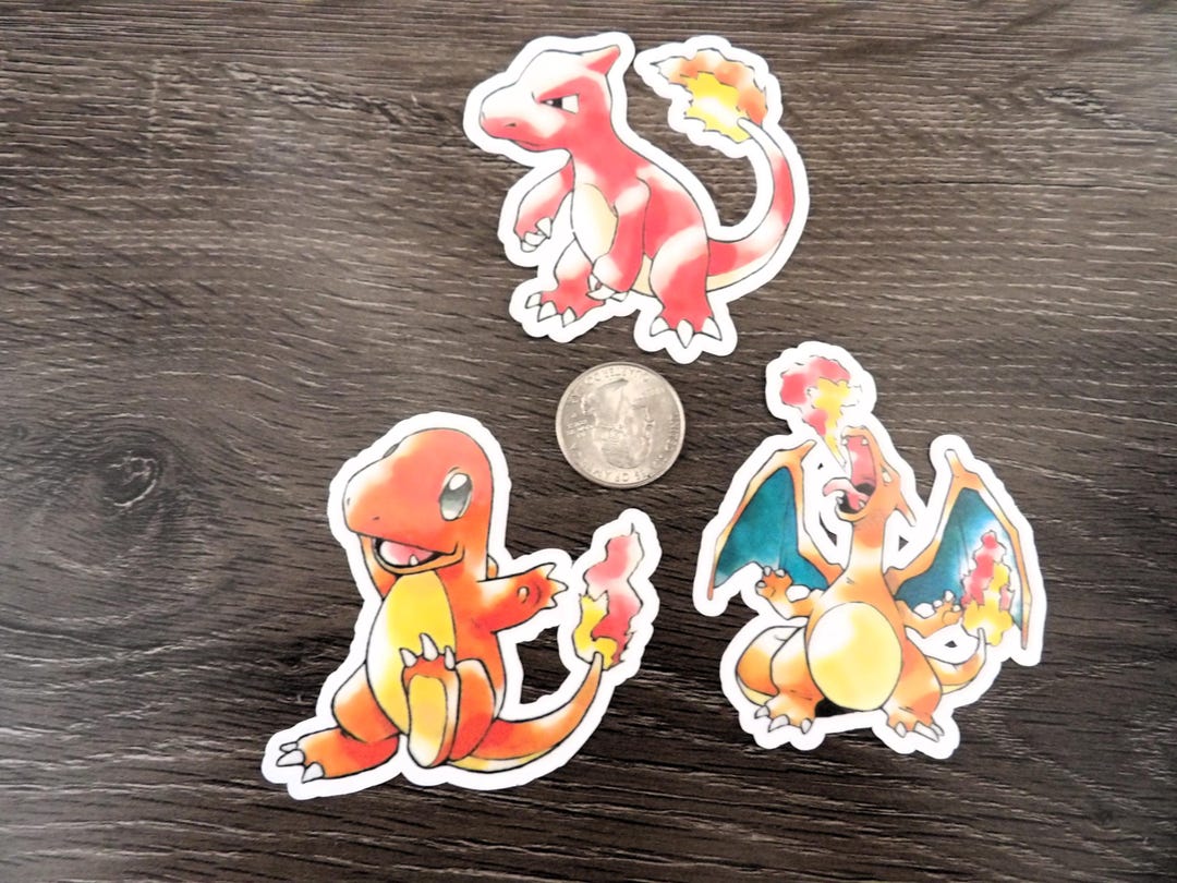 Gen 1 Charmander, Charmeleon & Charizard Stickers - Lot of 3 - Japanese ...