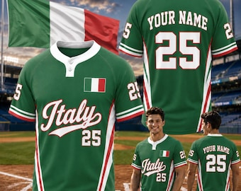 Custom Italy Henley Baseball Jersey, Personalized Name Number Italy Flag Shirt for Men