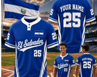 Custom El Salvador Henley Baseball Jersey, Personalized Name Number El Salvador Flag Shirt