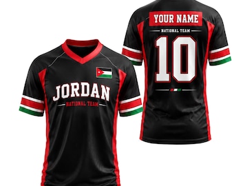 Custom Jordan V-Neck Soccer Jersey, Personalized Name Number Jordan Flag Shirt