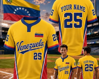 Custom Venezuela Henley Baseball Jersey, Personalized Name Number Venezuela Flag Shirt for Men
