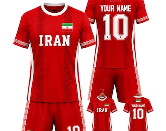 Divisa da calcio personalizzata dell'Iran, kit da calcio rosso, maglia della squadra personalizzata