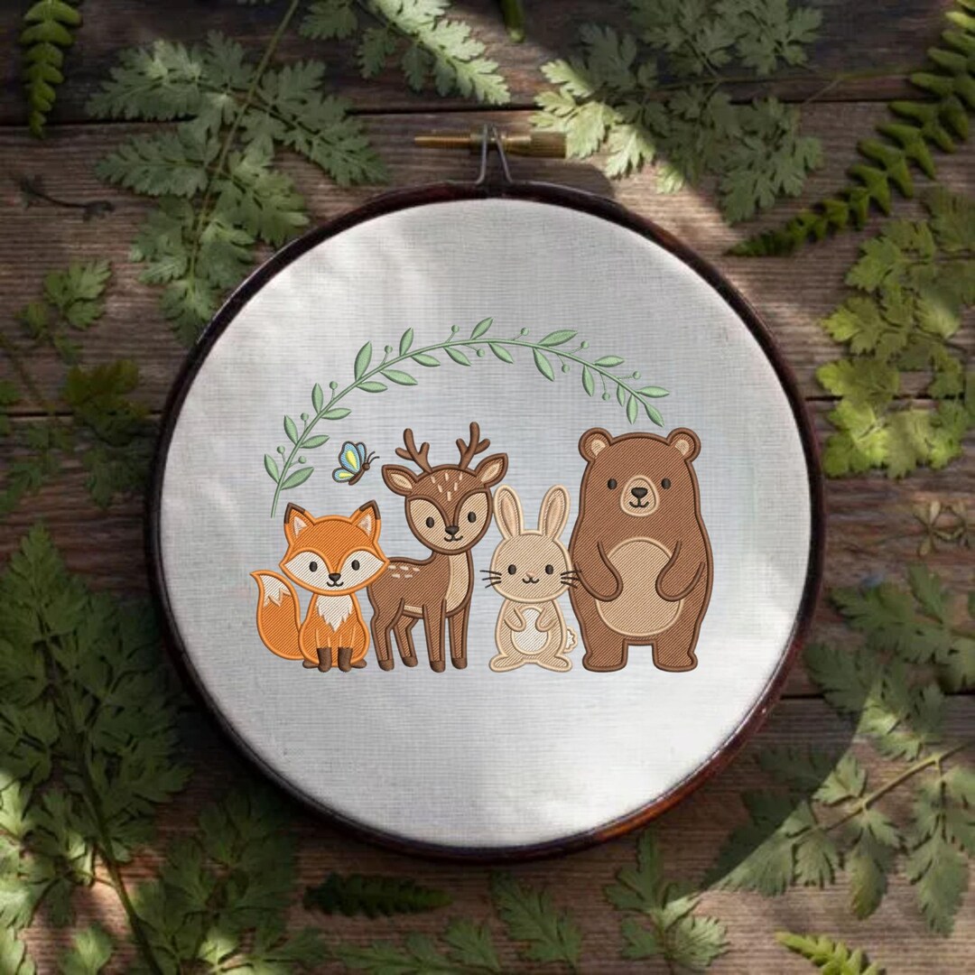 Woodland Animals Embroidery File Fox Deer Bunny Bear Forest Animal ...