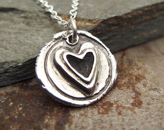 Queen of Hearts Pendant Necklace, Sterling Silver Handmade Dainty Jewelry, Love Friendship Gift for Women or Girls