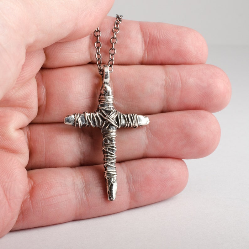 Voodoo Cross Mens Necklace Sterling Silver Pendant Wire Etsy