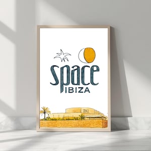 Impresión de Space Ibiza - Póster de Ibiza - Club - Música House - Años 90 y 80. 12x16, 8x10