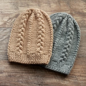 Knitting pattern, knitting tutorial, slouchy hat, Knit hat pattern, knit pattern, cabled hat pattern, warm hat pattern, Attica Hat PDF
