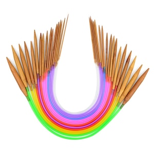 Bamboo Circular Knitting Needles 16&quot; 40 cm, US sizes 0-15 - Choose Size