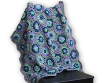 Crochet Baby Blanket: Gray, Green, Lavender - Custom Colors