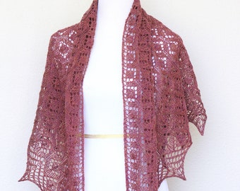 Knitting Pattern - Knit shawl pattern, knitting tutorial in PDF format - Cleo shawl