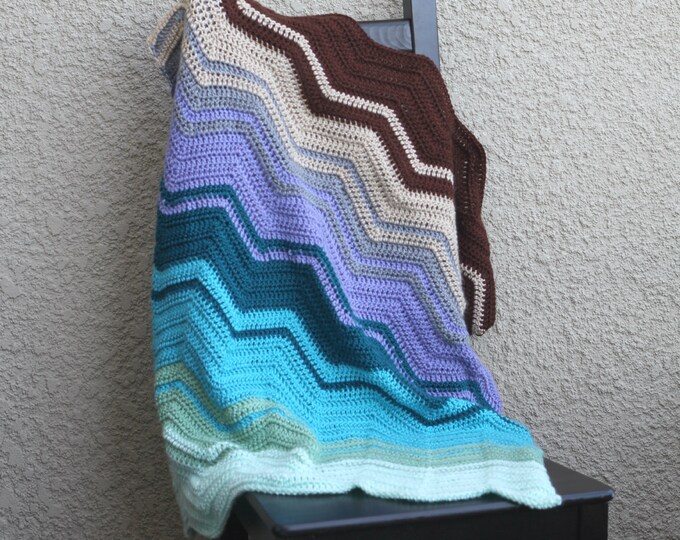 Crochet baby blanket, crochet blanket chevron blanket colorful mint blue lavender brown beige chocolate newborn blanket baby shower gift