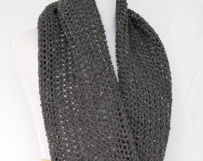 Crochet cowl, infinity scarf, knit cowl, large cowl, loop scarf, infinity loop, crochet scarf, grey cowl,