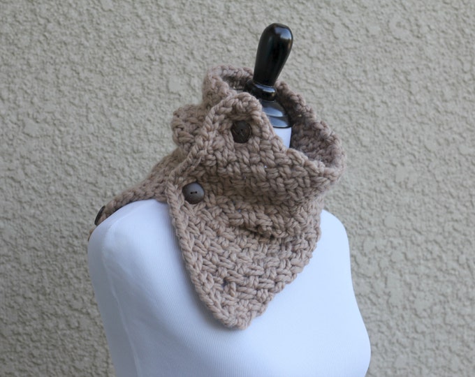 Chunky knit cowl mothers day gift scarf barley beige sand knit neckwarmer knit cowl