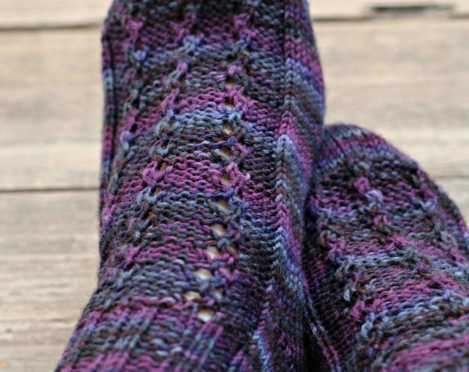 Knit socks for women, wool socks, knit leg warmers, knitted socks, purple knit socks, gift for her