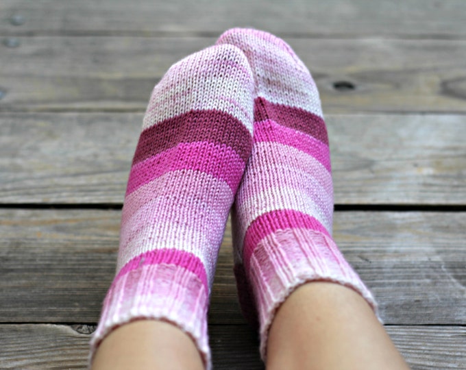 Knit socks, handknit socks, women socks, striped socks, wool socks for women, gift for her