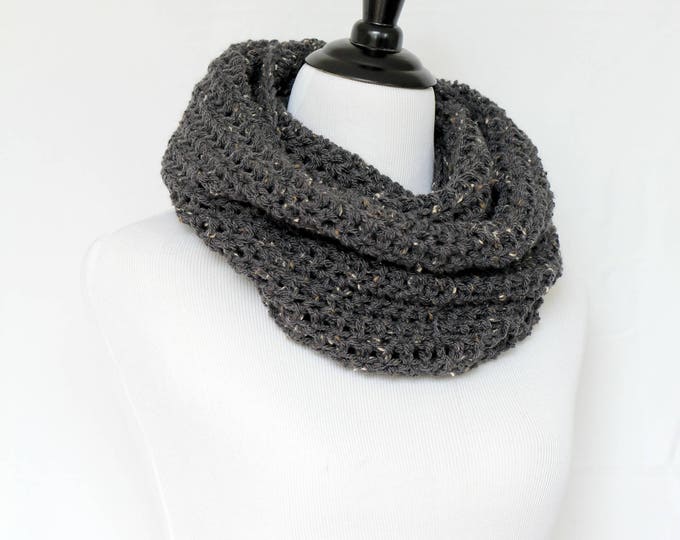 Crochet cowl, infinity scarf, knit cowl, large cowl, loop scarf, infinity loop, crochet scarf, grey cowl,