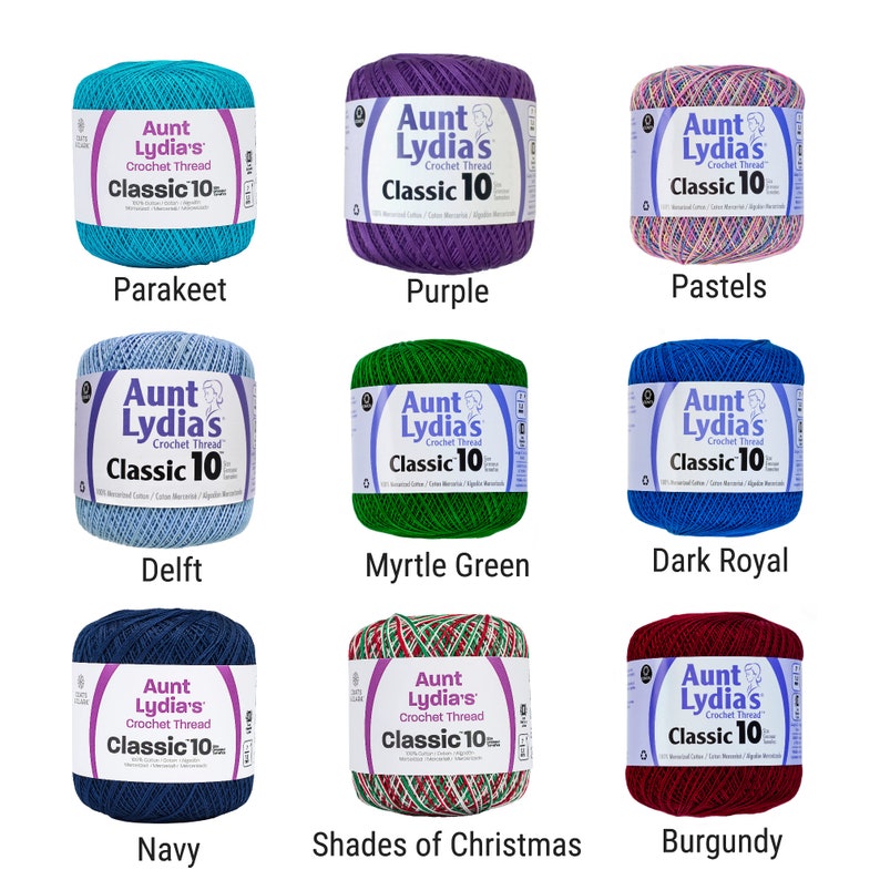 Aunt Lydia's Crochet Thread Crochet Yarn Classic Size 10 - Etsy