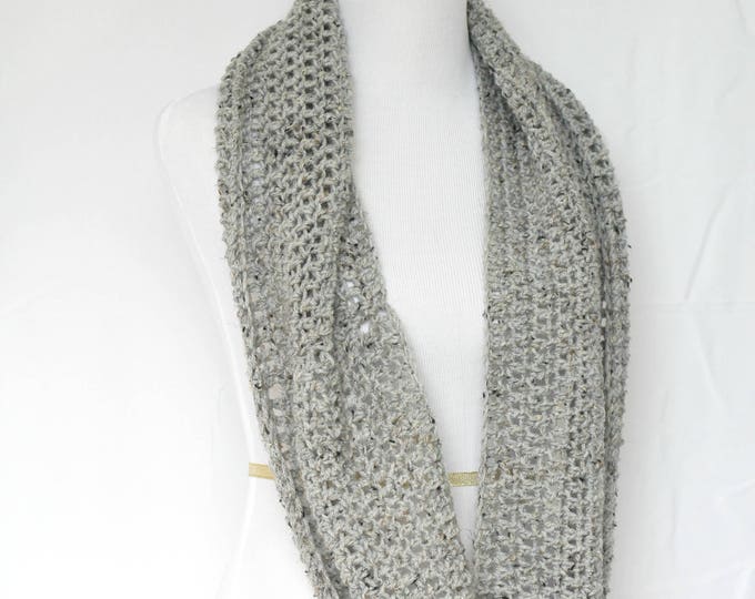 Crochet cowl, infinity scarf, knit cowl, large cowl, loop scarf, infinity loop, crochet scarf, grey cowl,