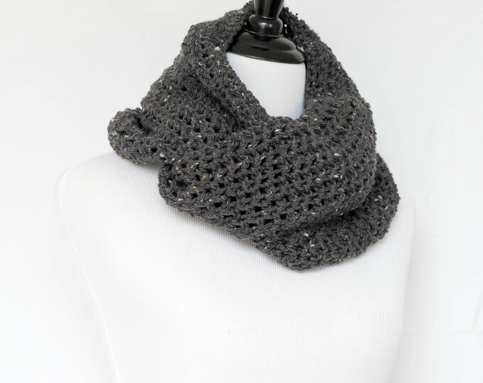 Crochet cowl, infinity scarf, knit cowl, large cowl, loop scarf, infinity loop, crochet scarf, grey cowl,