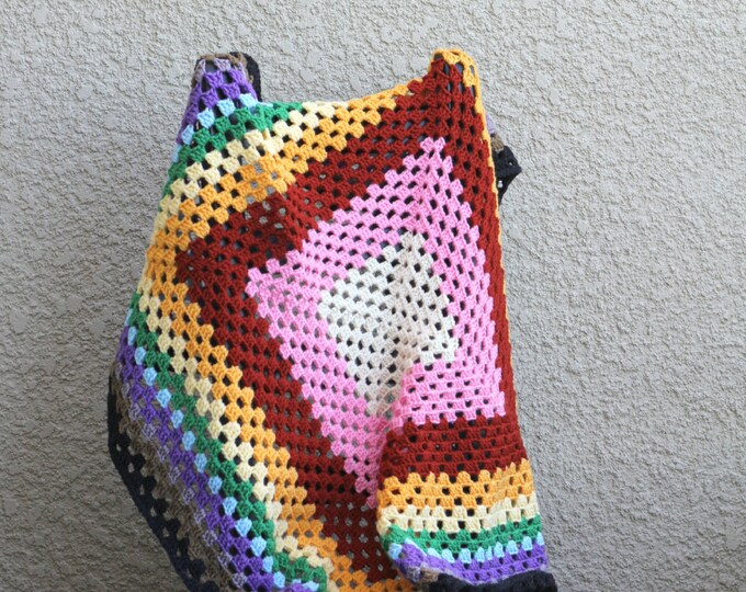 Crochet baby blanket, square baby blanket, rainbow throw, newborn blanket baby shower gift