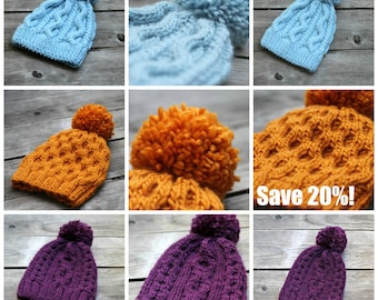 Knitting pattern, knit pattern, knitting tutorial, knit hat pattern, ebook, PDF