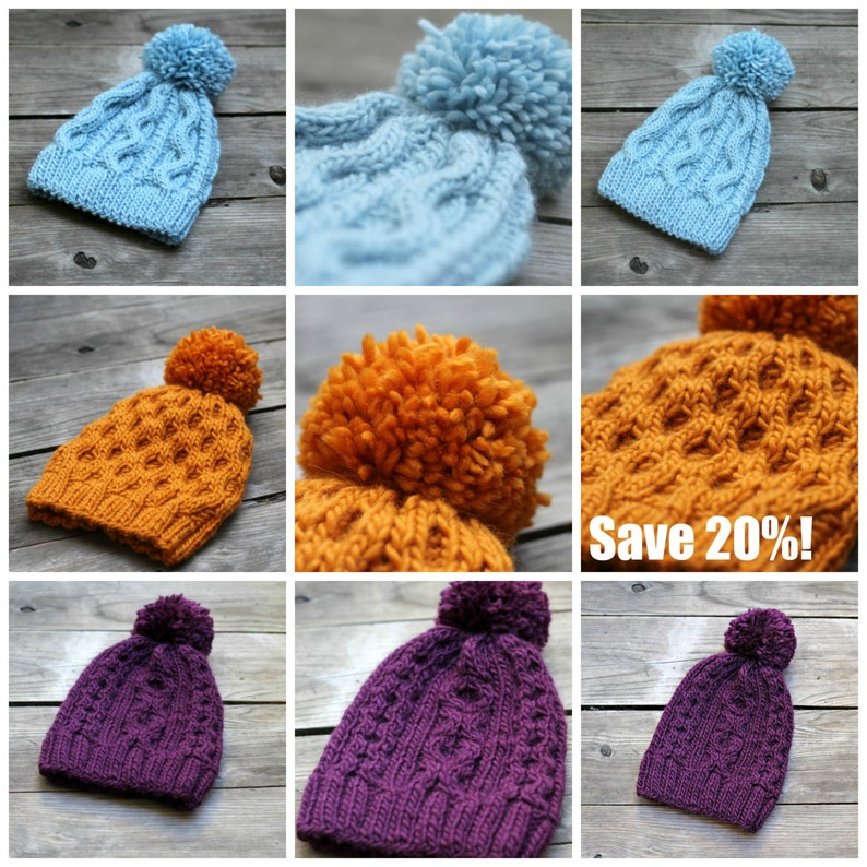 Knitting pattern, knit pattern, knitting tutorial, knit hat pattern, ebook, PDF image 1