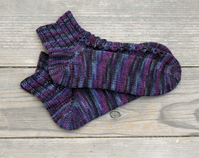 Knit socks for women, wool socks, knit leg warmers, knitted socks, purple knit socks, gift for her